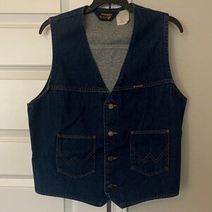 Vintage Wrangler Men's Dark Blue Denim Vest